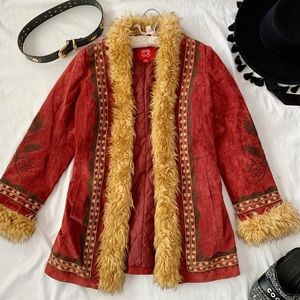 Vtg 90s Penny Lane Suede Fur Almost Famous Coat